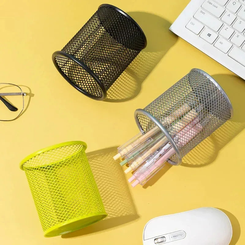1Pcs New Pencil Holder Office Desk Metal Mesh Square Pen Pot Cup Case Container Organiser Durable Pencil Case - Urbizia