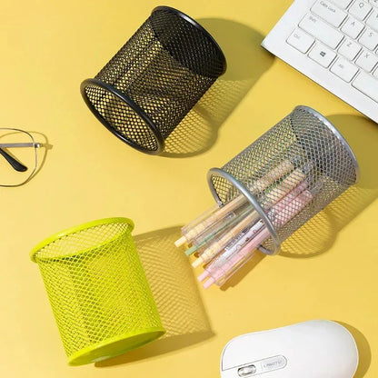 1Pcs New Pencil Holder Office Desk Metal Mesh Square Pen Pot Cup Case Container Organiser Durable Pencil Case - Urbizia