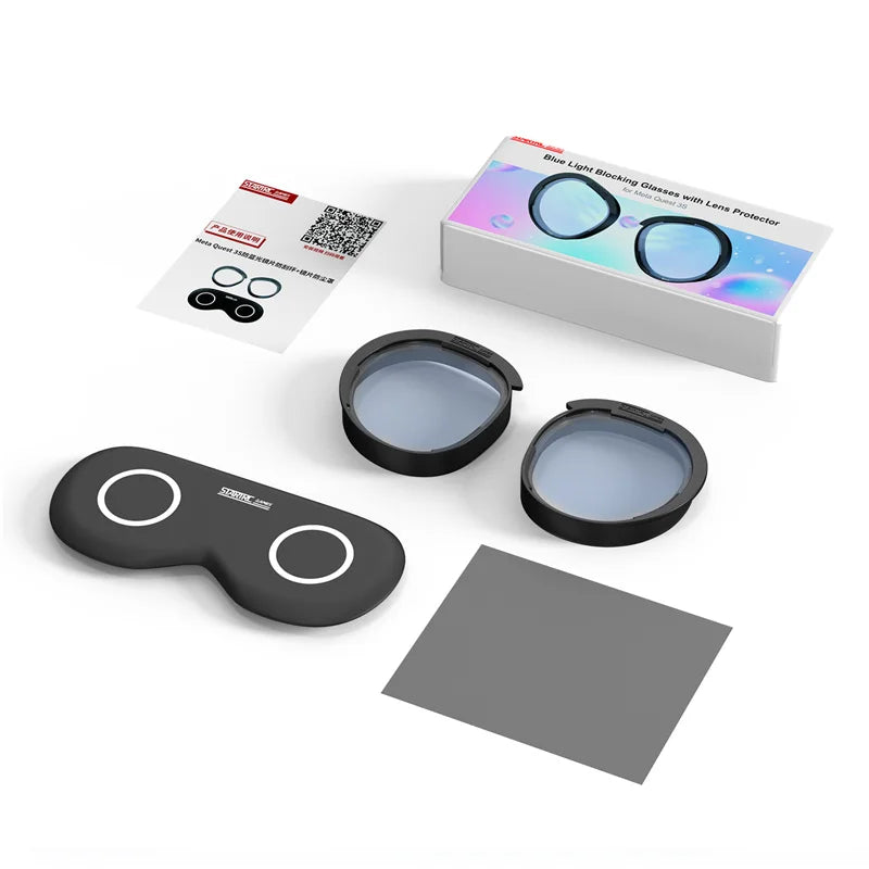 STARTRC Lens Protector Set Compatible with Meta Quest 3S Accessories, Soft Lens Protector Cover, Glasses Spacer with Blue Light Blocking Glasses for Oculus Quest 3S/Quest 2 (Not Fit for Quest 3)