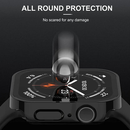 Glass+Case for Apple Watch 42 46mm 45mm 41 49 44mm 40 Mm Straight Edge Screen Protector Cover Case iWatch SE 6 7 8 9 10 11 Ultra