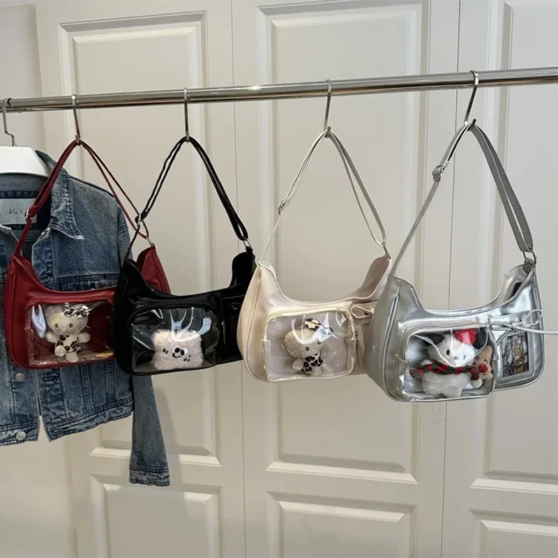 Y2k Harajuku Shoulder Bag Women Korean Transparent Ita Bag School Crossbody Bag Female Japanese Designer Preppy Handbag Purse