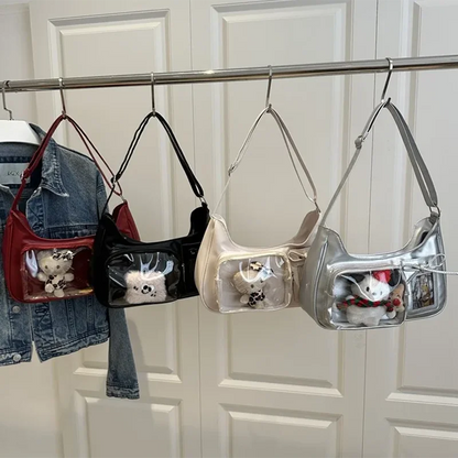 Y2k Harajuku Shoulder Bag Women Korean Transparent Ita Bag School Crossbody Bag Female Japanese Designer Preppy Handbag Purse