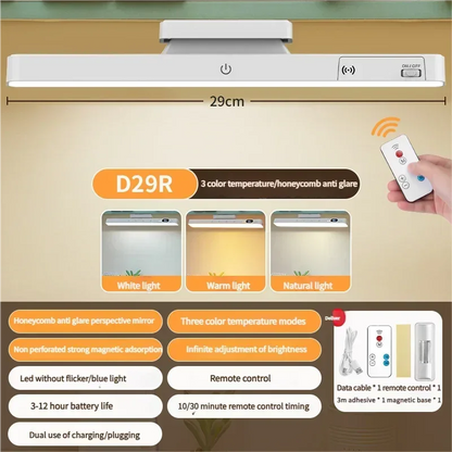 Touch Table Lamp Magnetic Desk Lamp Bulit-in Rechargeable Battery for Reading Cabinet Mirror Bedside Rechargeable Night Lights - Urbizia