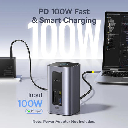 Baseus 12-in-1 USB C HUB to HDMI 4K@60Hz Dual Display USB 3.2 Adapter with RJ45 SD TF PD 100W Docking Station for Window Mac Hub
