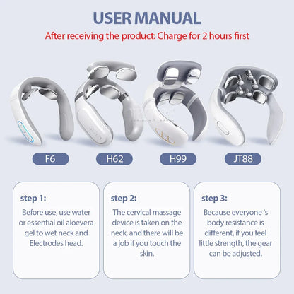 TENS Pulse Back Neck Massage Wireless Smart Sholder Cervical Massager Heating Muscle Punch Beating Health Care Tool