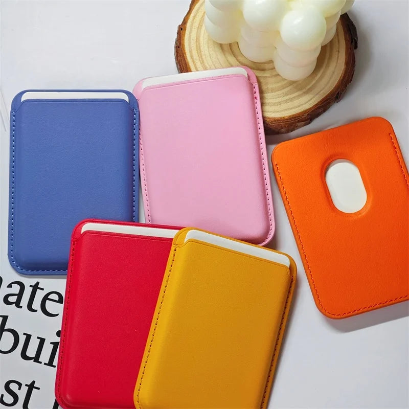 Leather Card Wallet Cover Phone Card Holder for MagSafe Magnetic Case Suitable for All iPhone for MagSafe Card Phone Back Bag