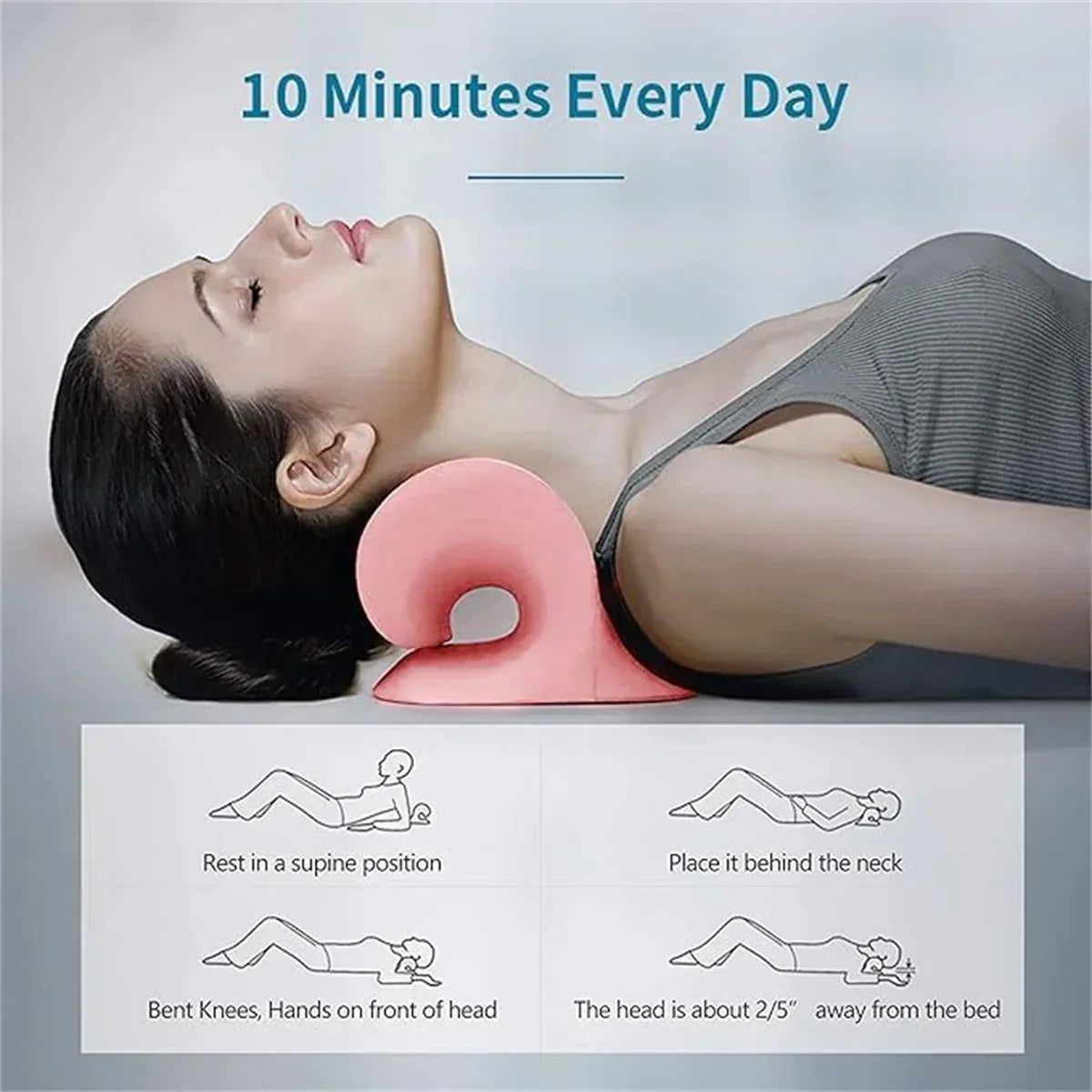 C-Shaped Pillow Neck and Shoulder Relaxer, Cervical Traction Device for TMJ Pain Relief and Cervical Spine Alignment, Chiropract - Urbizia