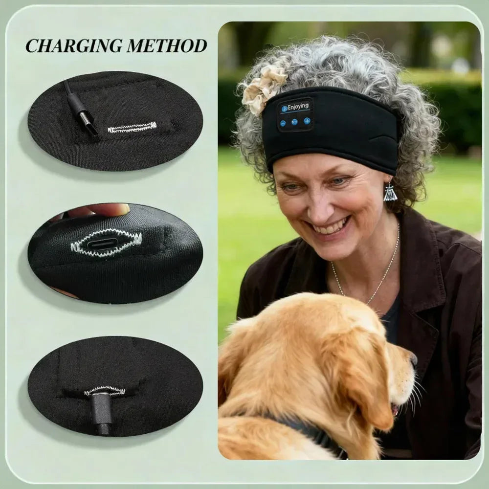 Wireless Bluetooth Music Eye Mask Sports Headband Anti-noise Headphones Talk Running Yoga Music Headwear Wireless Sleep Headphon - Urbizia