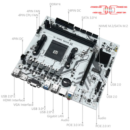 MACHINIST B450 AM4 Motherboard AMD CPU Processor Dual-channel DDR4 Memory Mainboard M.2 NVME (Supports Ryzen 5500 5600 5600G CPU)