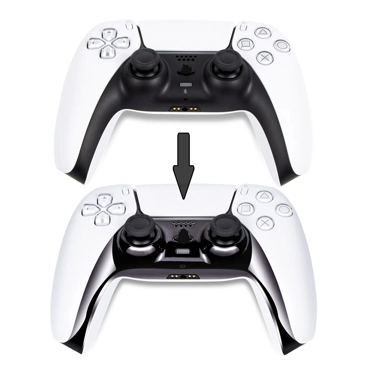 Chrome Black Glossy Chrome DIY Replacement Controller Shell for PS5 Custom Plates Cover Compatible Upgrade For PS5 Slim