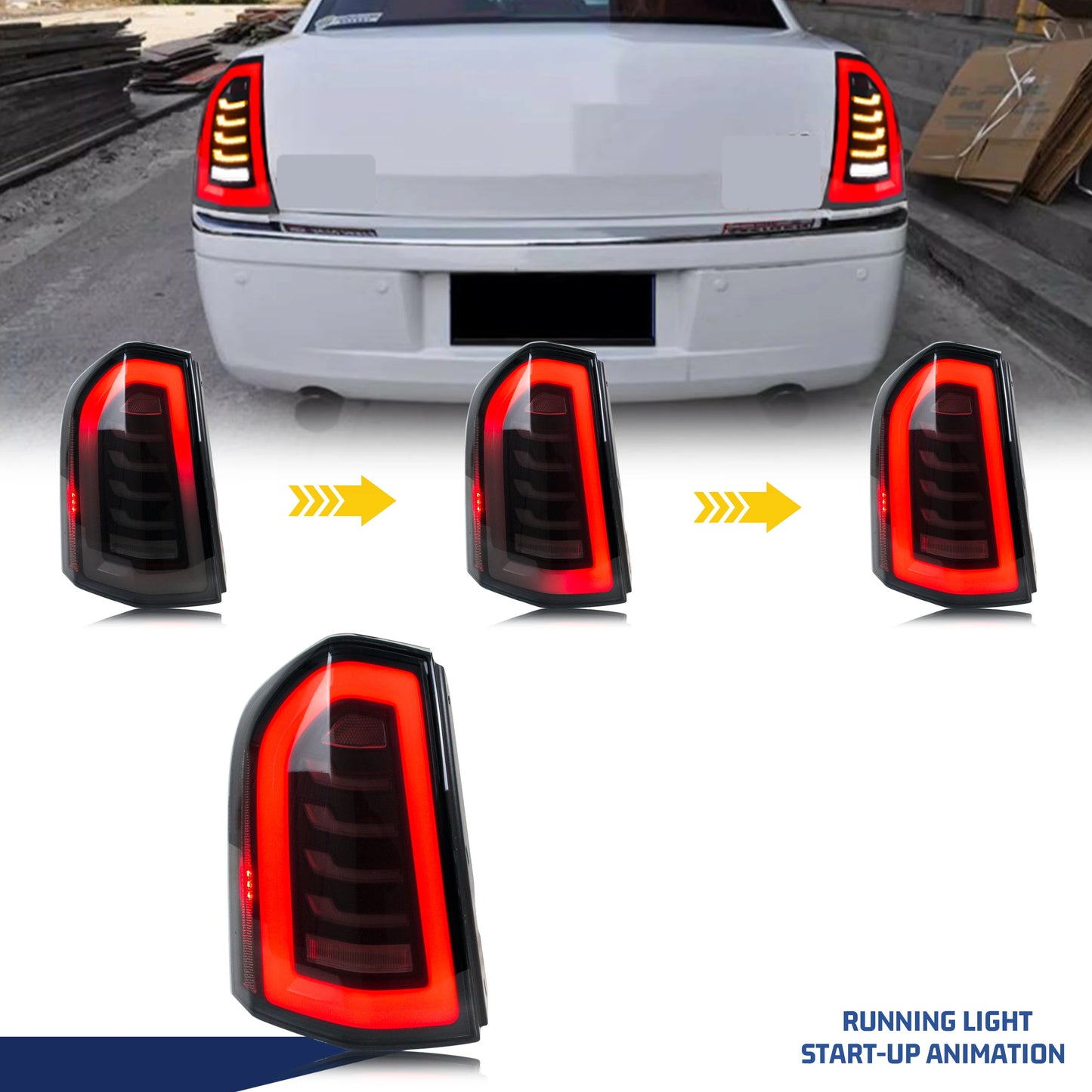 LED Tail Lights For Chrysler 300 300C 300S 2011-2014 Sequential Turn Signal Dynamic Animation Rear Lamps Assembly [Not Fit 2015]