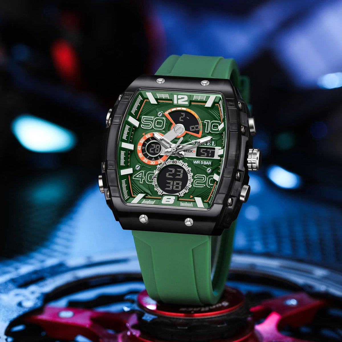 SMAEL Brand 8109 New electronic watch fashion square dual display waterproof luminous Multi-color For Men