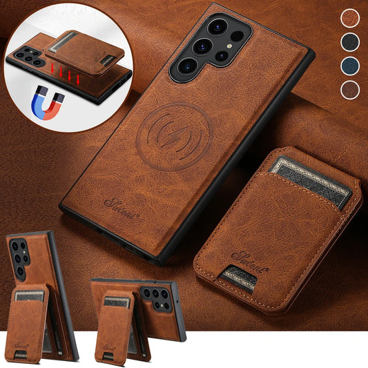 Detachable Leather Wallet Phone Case for Samsung Galaxy | 2-in-1 Magnetic Card Holder