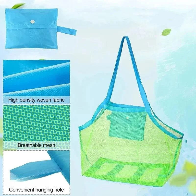Kids Portable Beach Bag Anti-Sand Waterproof Toy Storage Net Large Capacity Mesh Travel Towel Outdoor Bag
