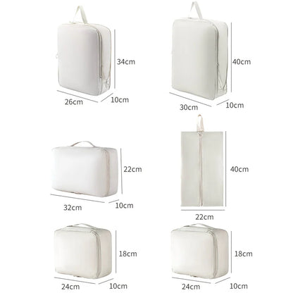 6Pcs Travel Compression Packing Cubes Bag Waterproof Handheld Clothe Separation Storage Bag Portable Suitcase Clothes Organizers