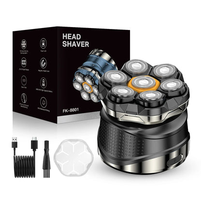 Electric Head Shaver for Bald Men 7D Magnetic Razor Hair Trimmer Rechargeable Shavers for Scalp Face Beard Body Wet Dry Use
