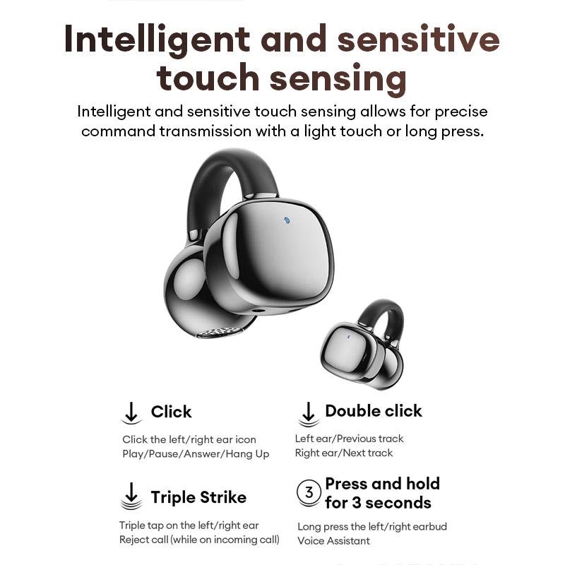 Lenovo RS119 Pro Ear Clip Earbuds Stable Open Ear Wireless Earphones Bluetooth 6.0 Clip On Sports Headphones LED Power Display