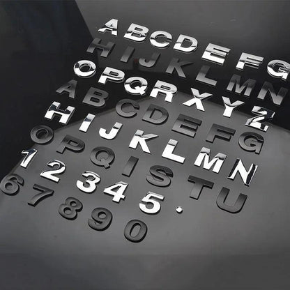 3D Metal DIY Styling Letters Word Alphabet Emblem Decals Numbers Labeling Car Sticker Rear Trunk Logo Digital Badge Accessories