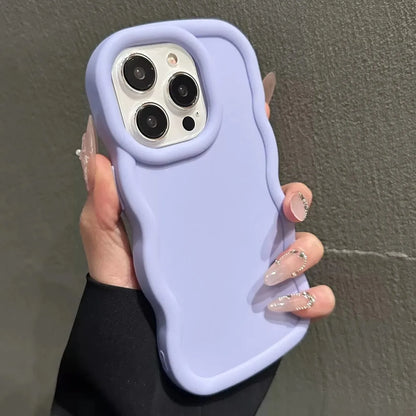 Soft Candy Curly Wave Phone Case For iPhone 11 12 13 14 15 16 17 Air Pro Max 7 8 Plus X XR XS SE Shockproof Bumper Cover Capa