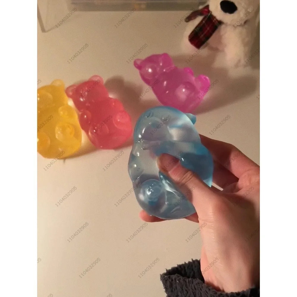 2027 New Colorful Gummy Bear Fudge Squeeze Toy Jelly Bean Gummy Candy Fidget Hand Relax Toy Anti-Stress Release for All Ages