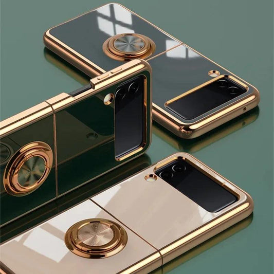 Plating Silicone Case for Samsung Galaxy Z Flip 5 4 3 Z Fold 5 ZFold ZFlip Fold5 Fold4 Flip5 Flip4 Flip3 Cover with Ring Holder