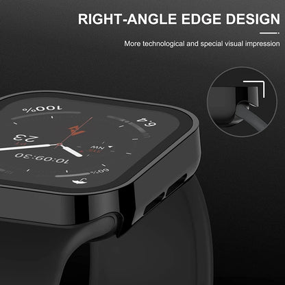 Glass+Case for Apple Watch 42 46mm 45mm 41 49 44mm 40 Mm Straight Edge Screen Protector Cover Case iWatch SE 6 7 8 9 10 11 Ultra