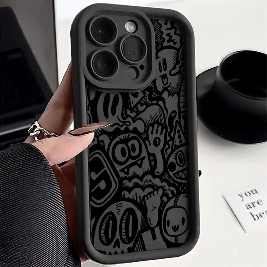 iPhone Black Graffiti Silicone Case