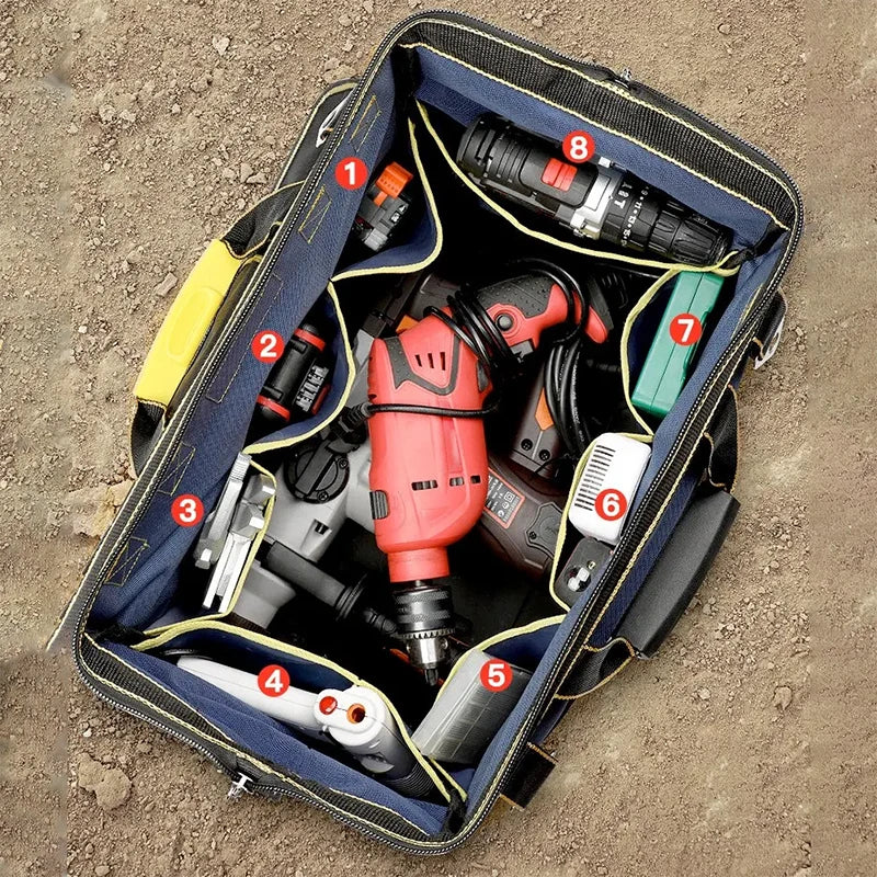 Multifunctional 13in-23inch Tool Bag Thicken Big Capacity Waterproof Wear-Resistant Toolkit MultiPocket Electrician Storage Bag