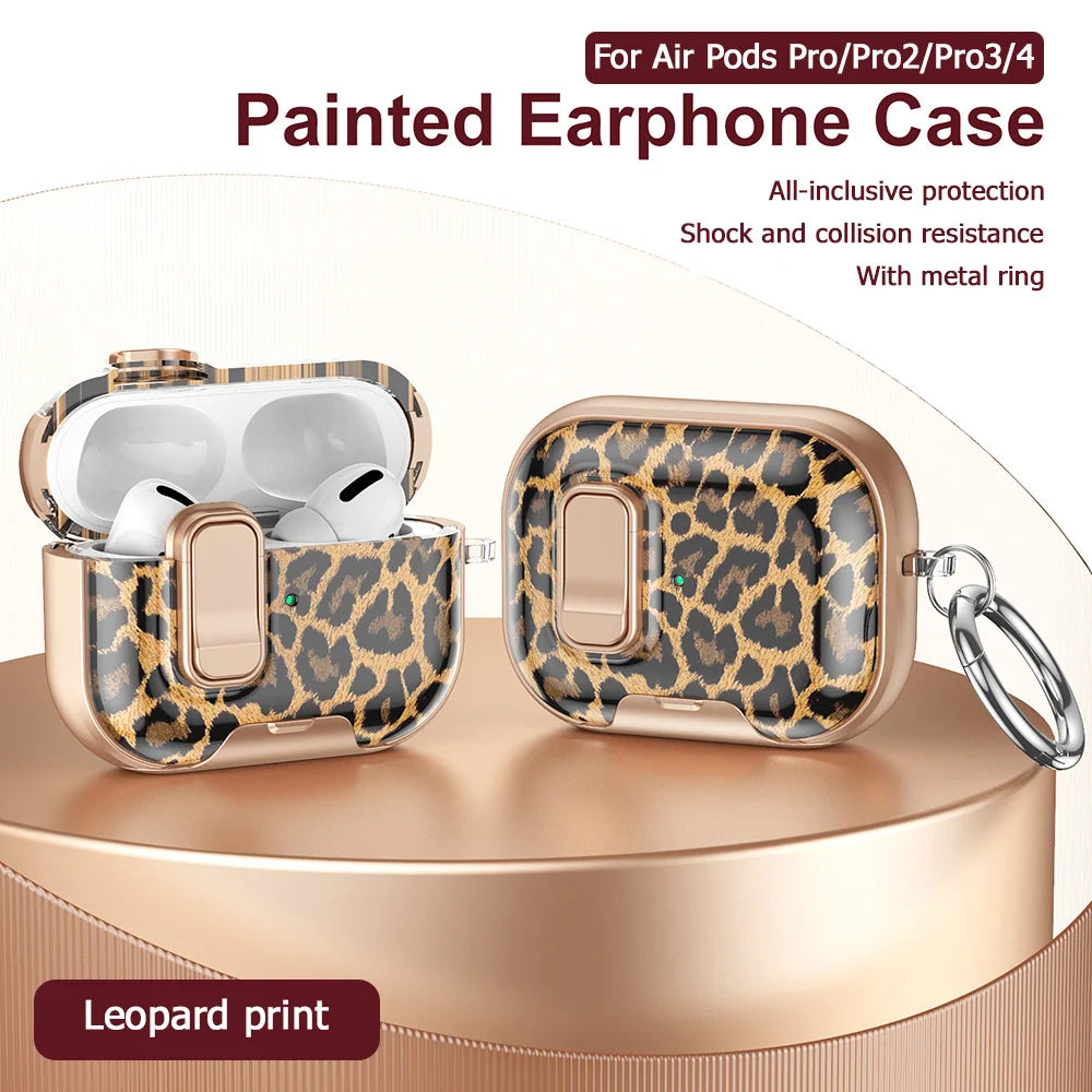 Funda For AirPods Pro 2 3 4 Case With Phone Holder Headphone Cover For AirPods 4 Pro3 Cases Security Lock Earphone Coque Sleeve