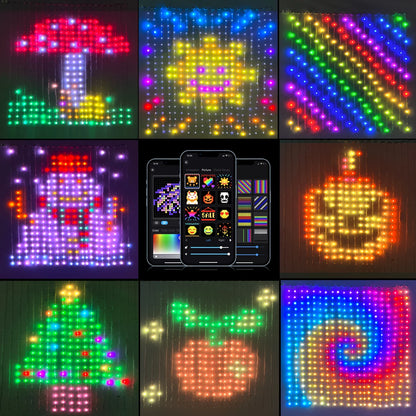 APP Control Smart LED Curtain Lights – USB 5V Fairy Light DIY Text Pattern Display