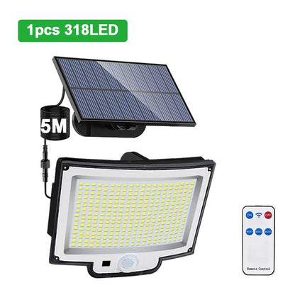 Solar Outdoor Motion Sensor Lights 348/328 LED Security Flood Wall Lamp Remote Control 270° IP65 Waterproof Outdoor Lighting