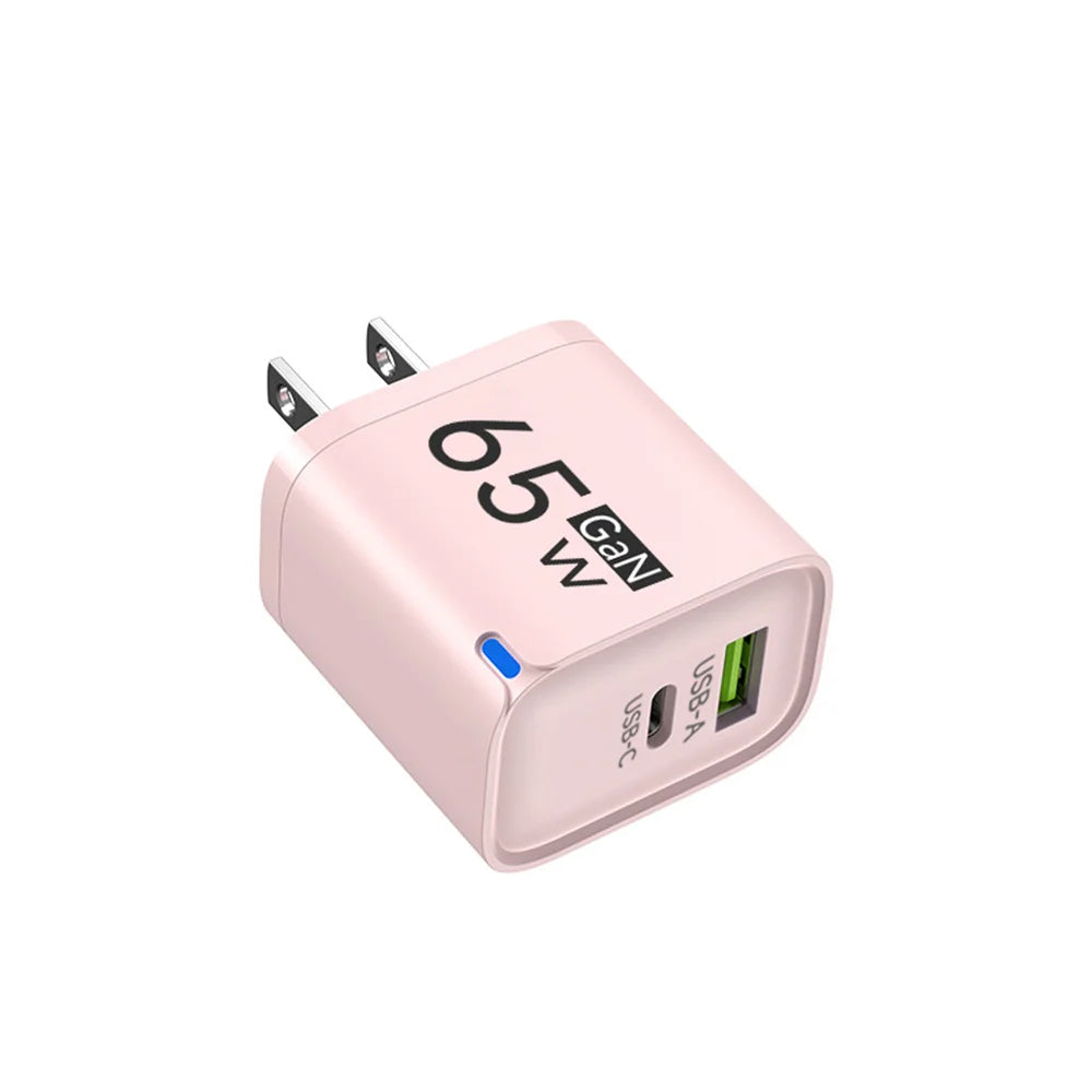65W GaN Type C USB Fast Charge Chargers Dual Ports Cellphone Power Adapter For Samsung Huawei Xiaomi iPhone USB C Wall Charger