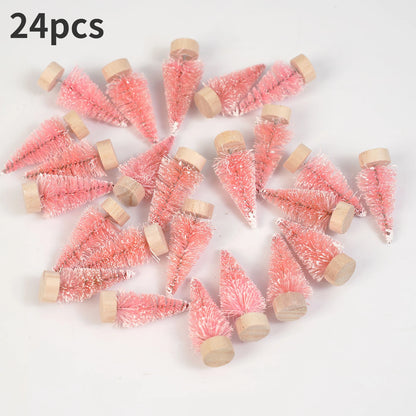 Mini Sisal Snow Frost Christmas Trees – 24pcs