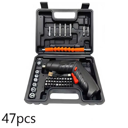 47 PCS 3.6V Electric Screw Driver Rechargeable Household Lithium Electric Drill LED Lighting Electric Power Screwdriver Set