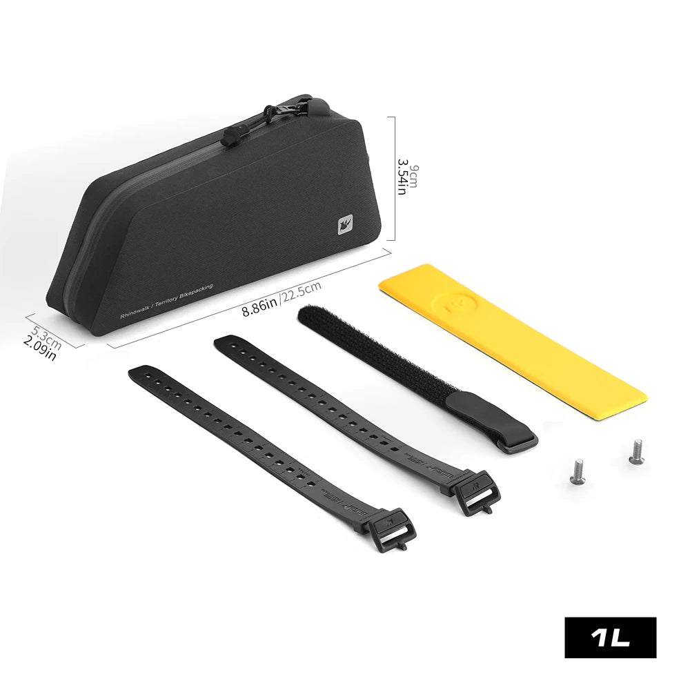 Rhinowalk Bike Top Tube Bag Waterproof Universal Frame Phone Tool Storage Bag Straps & Screws Bikepacking Cycling Accessories