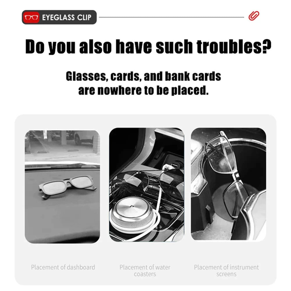 Car Sunglasses Holder Sun Visor Glasses Clip Multifunction Leather Eyeglasses Hanger Portable Ticket Card Clip Car Accessories