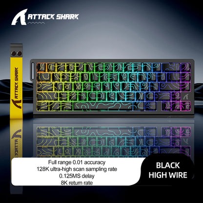 ATTACK SHARK X68HE Esports magnetic axis keyboard 8KHz return rate,total area 0.01mm,and 0.125ms rate class Ultra-low latency