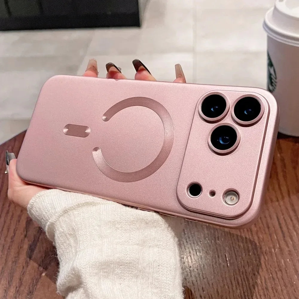 Luxury Metallic Paint Magnetic Phone Case For iPhone 17 16 15 14 Pro Max 16 15 Plus 17 Air For Magsafe Wireless Charging Cover