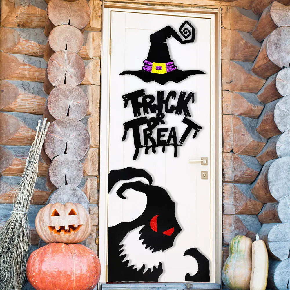 Halloween Door & Window Stickers – Skeleton Hand, Pumpkin, Ghost & Witch Hat DIY Decorations