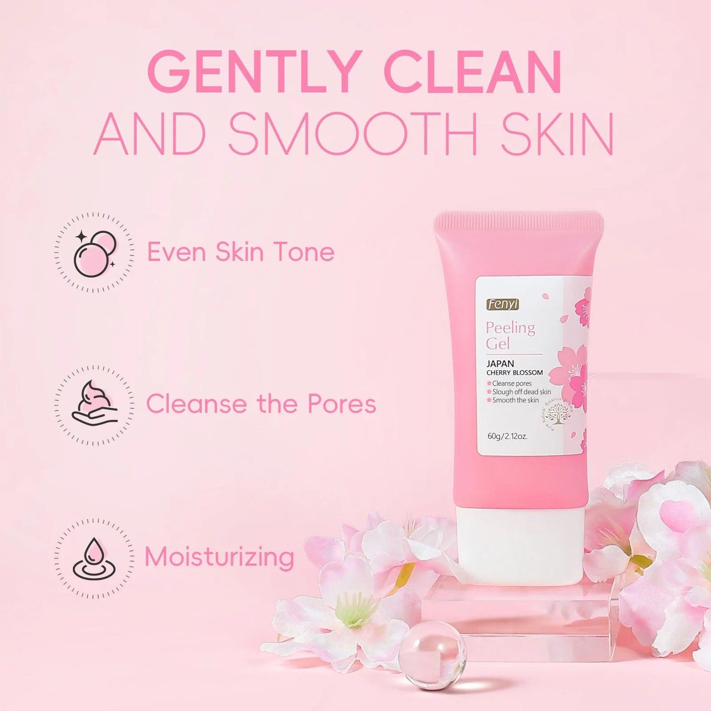 Sakura Exfoliating Gel Face Body Scrub Deep Cleansing Pores Gentle Peel For Blackhead Remove Smooth Brightening Skin 60g