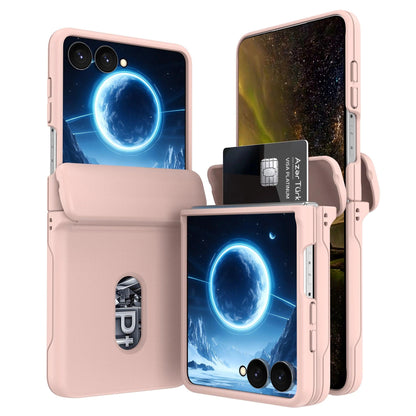 Phone Case for Samsung Galaxy Z Flip 8 7 6 5 4 3 Flip8 Flip7FE Card Slot Hinge Full-pack Anti-Drop Shockproof Protection Cover