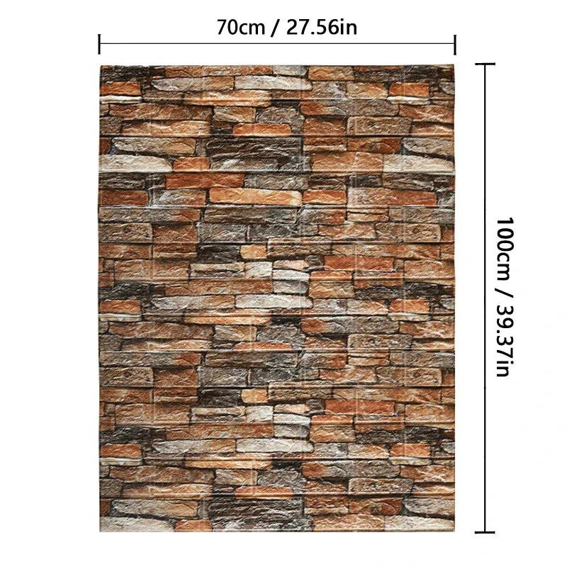 70cmx1m/2m/3m/5m/10m Wallpaper Brick 3D Wall Sticker Foam Self Adhesive DIY Living Room Decor Waterproof Paper - Urbizia