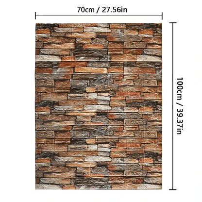 70cmx1m/2m/3m/5m/10m Wallpaper Brick 3D Wall Sticker Foam Self Adhesive DIY Living Room Decor Waterproof Paper - Urbizia
