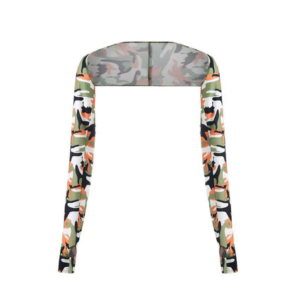 One-piece Ultra-thin Shawl Arm Sleeves Ice Silk Long Gloves Breathable Sun Protection Anti UV Hand Cover Warmer Outdoor Sports