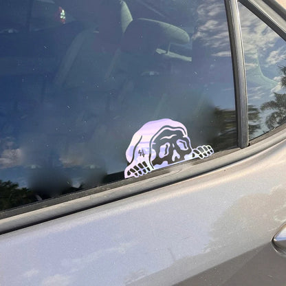 Grim Reaper Vinyl Sticker – Spooky Skeleton Peeker Decal