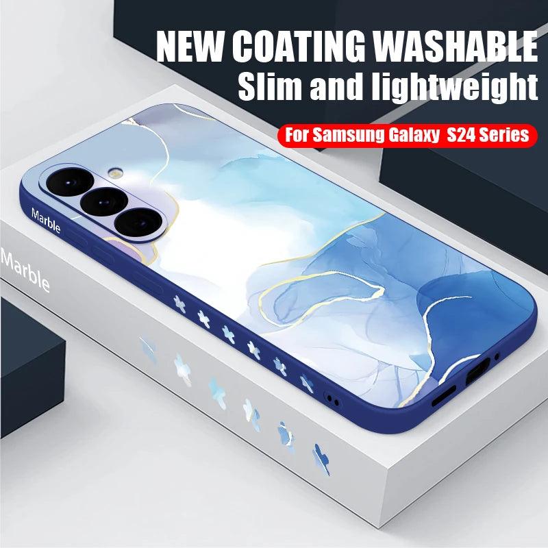 Marble Hand Lanyard Case For Samsung Galaxy S26 S25 S24 Ultra S23 FE A56 A17 A36 A55 A54 A16 A15 5G Soft Silicone Phone Cover