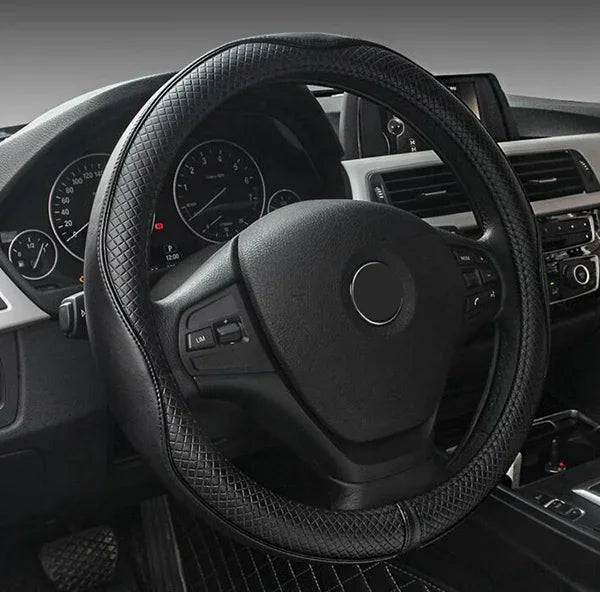 Leather Universal Car Steering-wheel Cover 38CM Car-styling Sport Auto Steering Wheel Covers Anti-Slip Automotive Accessories