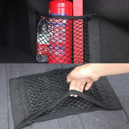 Car Storage Net Stretchable Mesh Pocket Net Magic Elastic Sticker Universal Rear Mesh Trunk Seat Bag Pocket Cage Auto Organizer - Urbizia