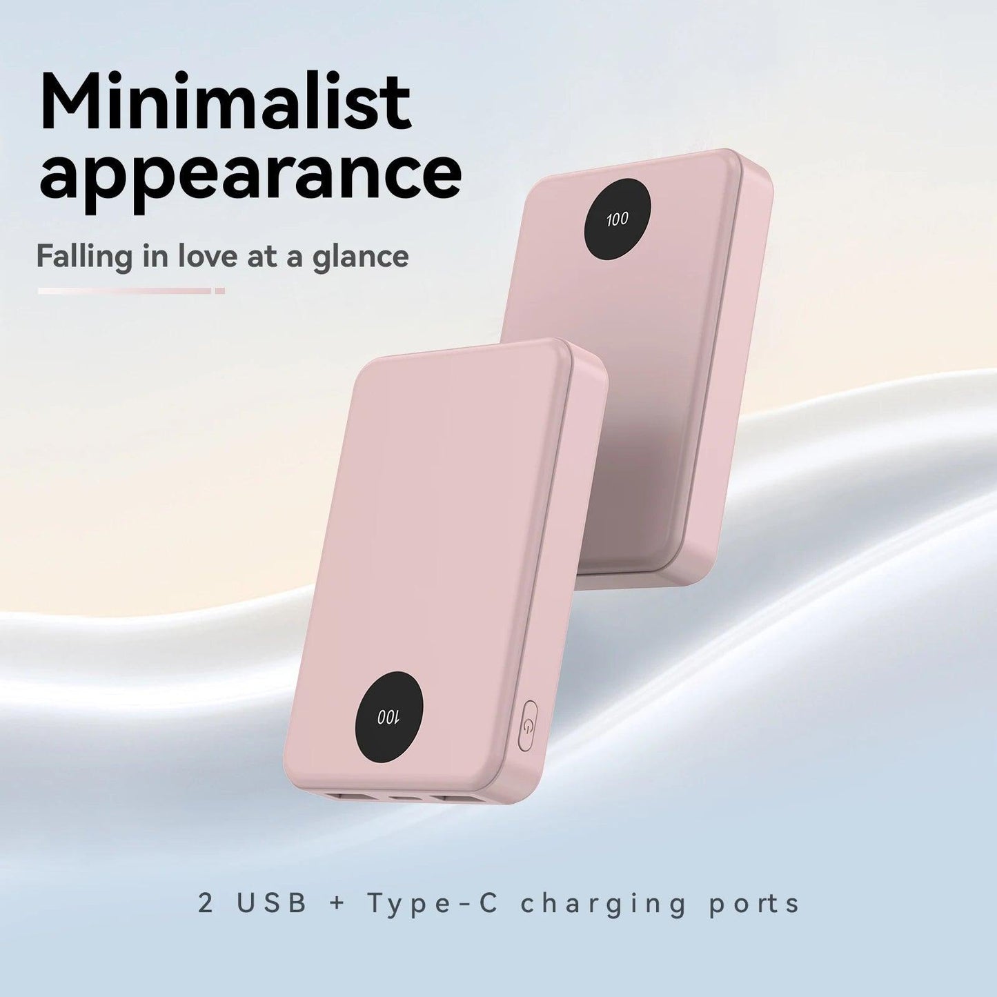 Portable Charger 10000mAh Power Bank, Dual USB Output & USB-C Input Output, Digital Screen Display External Battery for Cell Pho