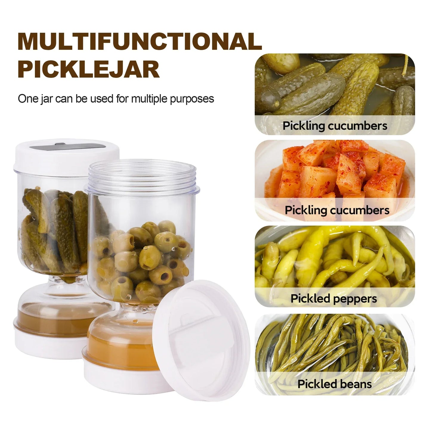 Olive Pickle Strainer Jar Airtight Flip Storage